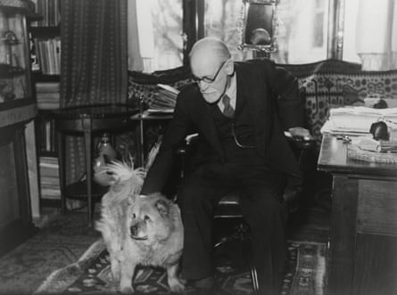 Sigmund Freud in his study with his dog in 1937.