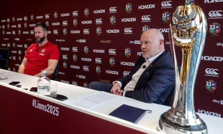 Andy Farrell and Lions chairman Ieuan Evans