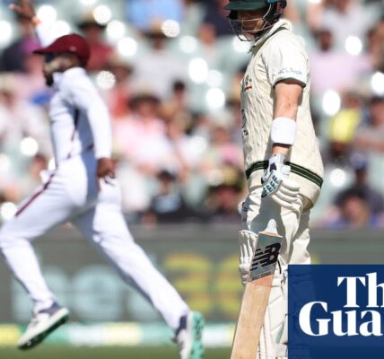 On the first day of the match between Australia and West Indies, Steve Smith did not perform well as an opener and Australia maintained control.