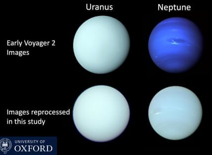 Oxford scientists claim that Neptune's color is only slightly darker than Uranus, rejecting the notion of it being a "true blue."