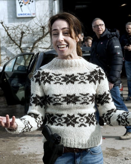 Uncompromising … Sofie Gråbøl on the set of The Killing in 2007.