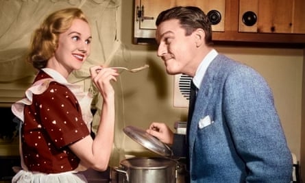 A 1950s couple in the kitchen