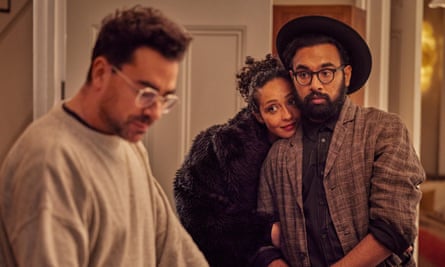 Daniel Levy, Ruth Negga and Himesh Patel in Good Grief.