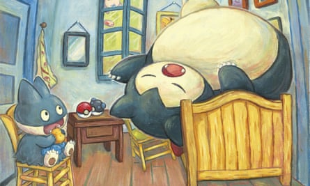 Munchlax & Snorlax inspired by The Bedroom, sowsow (1988), at Pokémon x Van Gogh Museum exhibition, Amsterdam