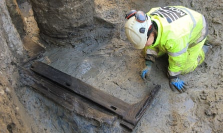 A burial bed resembling flat-pack furniture discovered in London, believed to be for the afterlife.