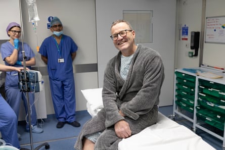 Ian Doncaster before his knee surgery at Warwick hospital.