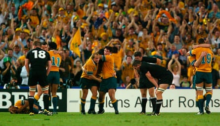 Phil Waugh and the Wallabies celebrate victory over the All Blacks in happier times at the 2003 World Cup.