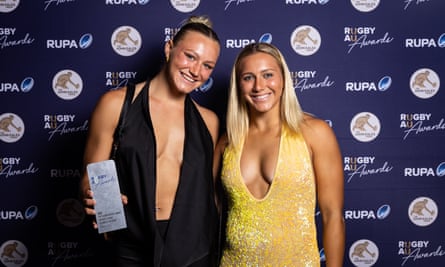 Australian Sevens player of the year Madison Levi (left) with her sister and Sevens teammate Teagan Levi at the Rugby Australia Awards.