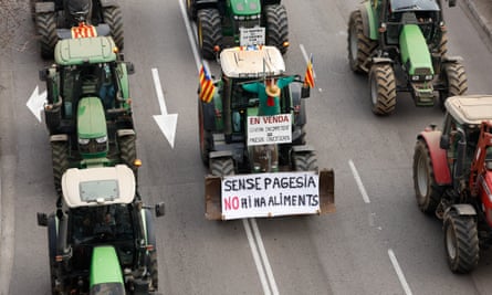 Spanish farmers protest against rising costs and green rules in Girona this month.