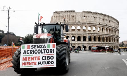 Farmers protest in Rome this month.