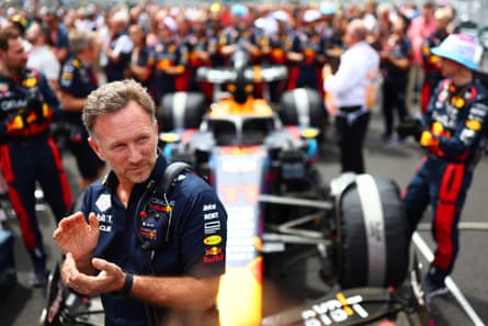 Christian Horner looks on from the grid before the F1 Grand Prix of Miami last year.