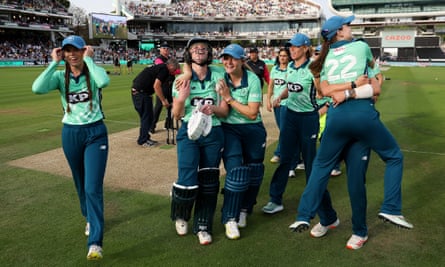 Oval Invincibles celebrate winning the Hundred final in 2022 at Lord’s