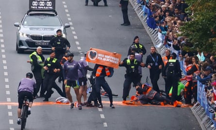 Climate activists attempt to disrupt the Berlin marathon in September.
