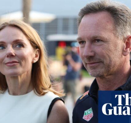 Christian and Geri Horner make a joint appearance at the F1 grand prix amidst rumors of leaked messages.