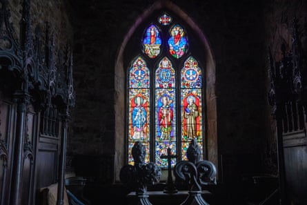 The 19th-century stained glass window at St Cuthbert’s chapel on Inner Farne.