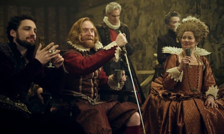 ‘He’s a compelling figure – and then on top of that was his sexuality’ … Curran as King James with the Earl of Somerset and Queen Anne.