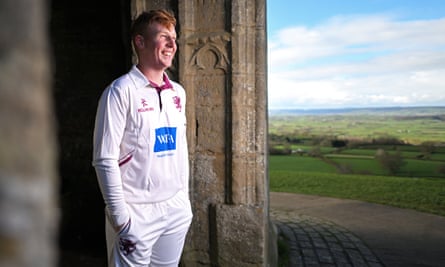 James Rew of Somerset poses for a photo at Glastonbury Tor in March 2024.