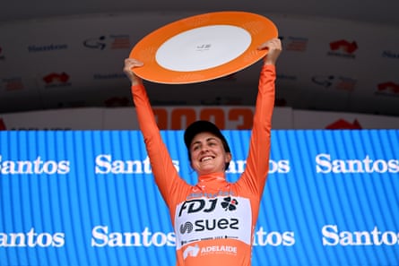 Grace Brown on a podium at last year’s Tour Down Under.