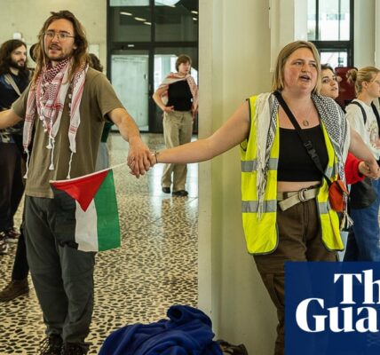 Belgian students occupy Ghent University building in climate and Gaza protest – video