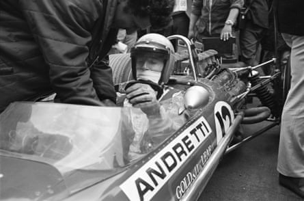 Mario Andretti in his Lotus before his F1 debut at the US Grand Prix in 1968.
