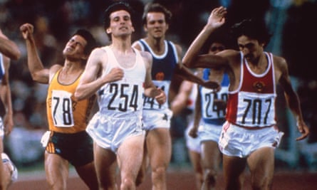 Sebastian Coe runs in 800m at the 1980 Moscow Olympics.