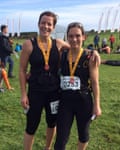 Lucy Keighley (left) with her friend Lorna Prest after running a race together