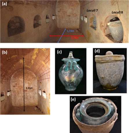 Composite of the tomb and the urns discovered inside it