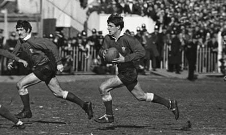 Barry John playing for Wales 