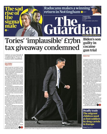 Guardian front page, Wednesday 12 June 2024